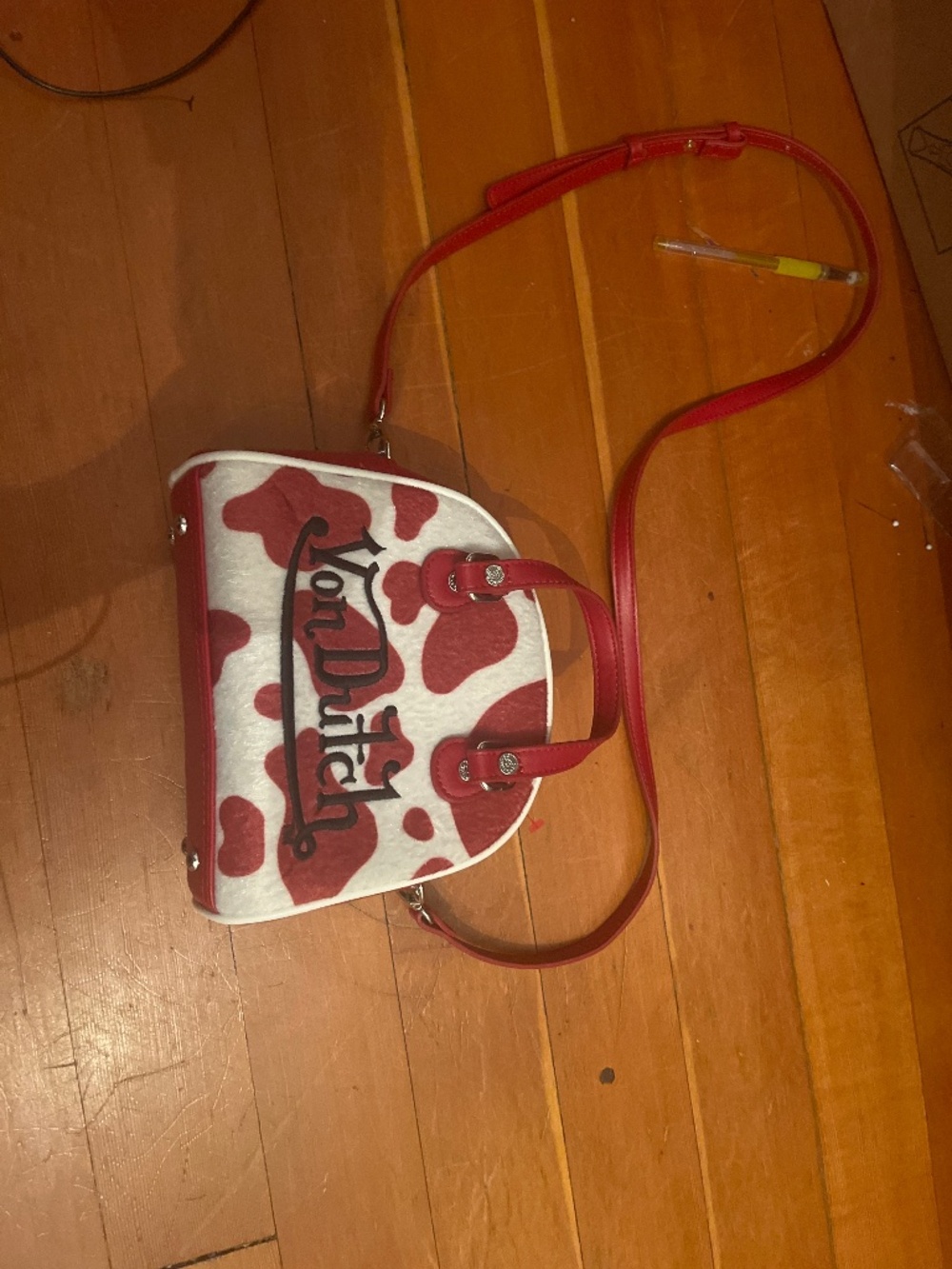 Red cow print pony hair von Dutch crossbag
